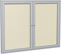 Vista 8 de Ghent Tablero de anuncios de vinilo cerrado de 3 puertas para exteriores, resistente a los golpes, con cerradura, marco de aluminio satinado