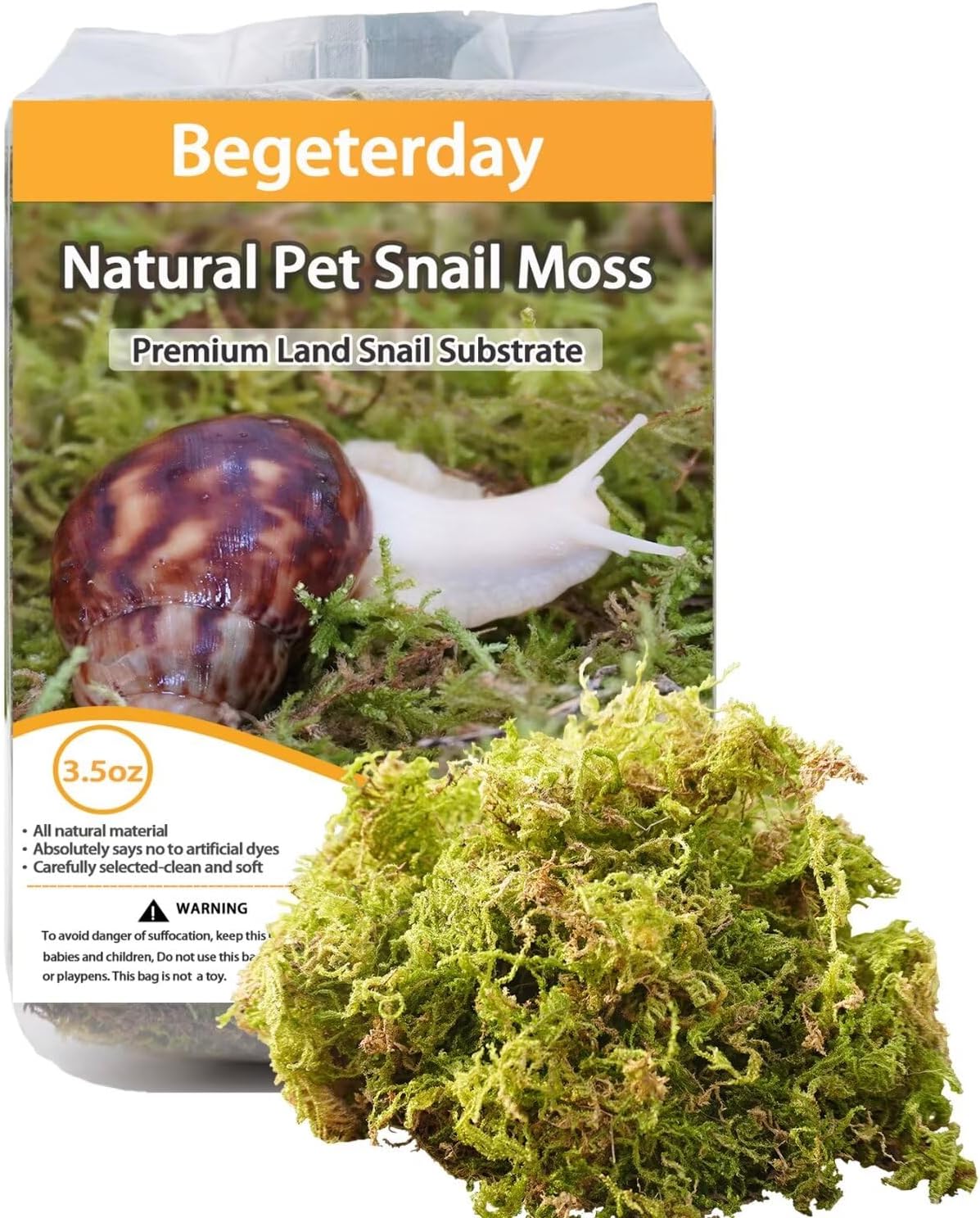 Begeterday Natural Moss for Pet Snails, Perfect Pet Snail