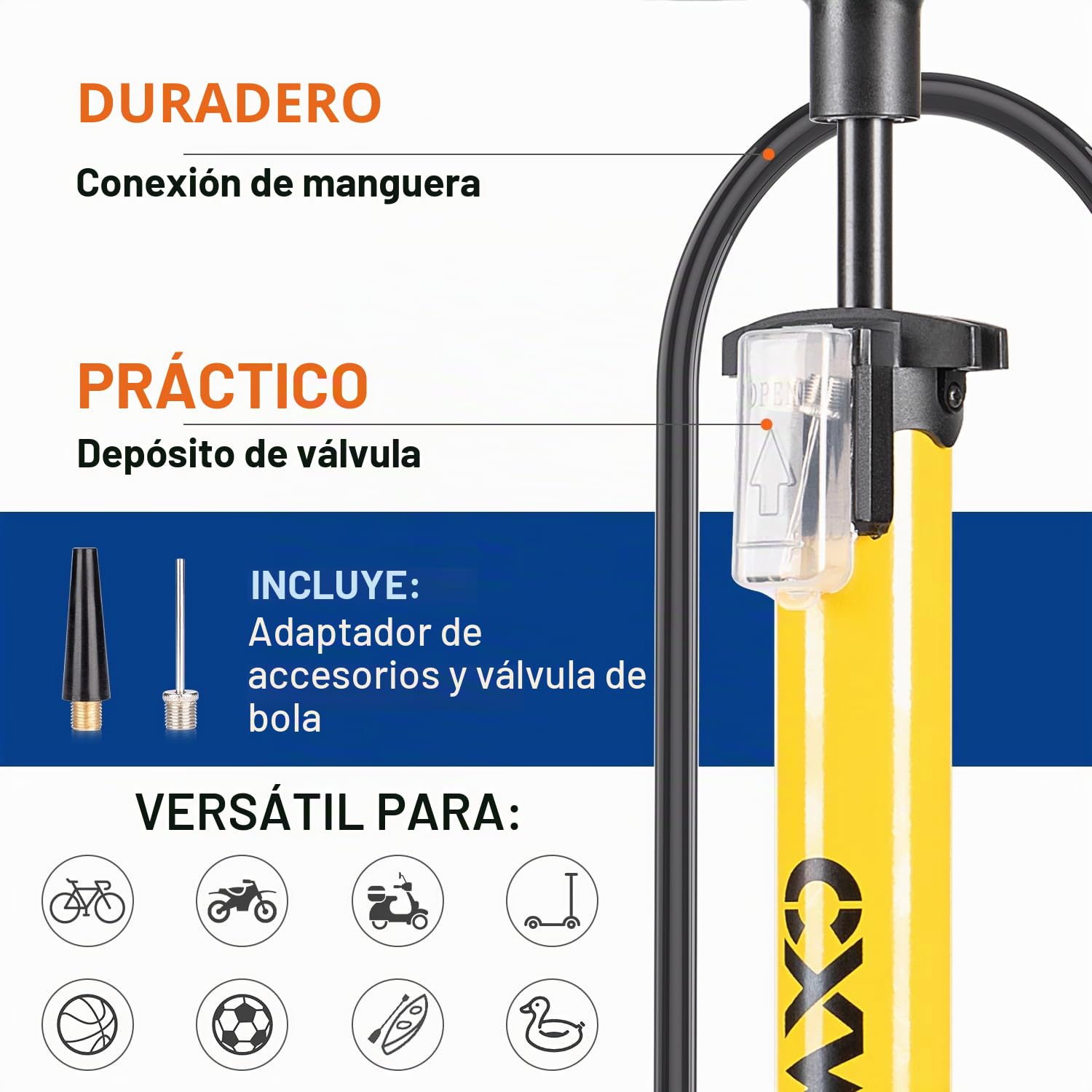 CXWXC Bomba de Bicicleta Todas Las válvulas, Bomba de Aire para Bicicleta con manómetro para indicador de presión de 11 bar/160 PSI, Bomba de pie para Bicicleta de Carretera