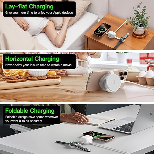 Miniatura 7 de MagGo UFO - Estación de carga magnética inalámbrica MagGo UFO 3 en 1 para múltiples dispositivos Apple - Cargador rápido iPhone 16 15 14 13 12 Pro