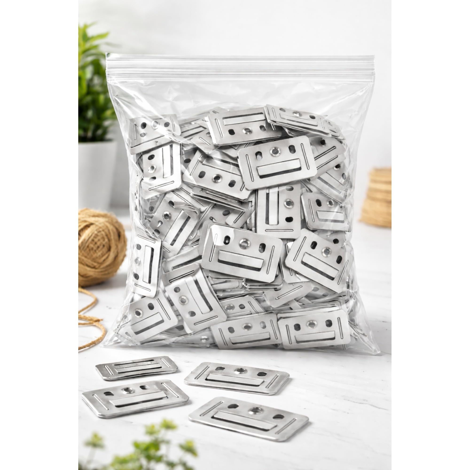 Galvanized PVC Interior Louvers Panel Fitting Clips, Galvanized Metal Mounting Buckle Brackets (45mm x 35mm), Seamless Wall Installation Clips for WPC/PVC Wall Panels, Easy to Install (Pack of 100)-picture-19