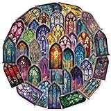 50-Piece Clear Waterproof Stained Glass Religious Art Scrapbook Stickers - Colorful Gothic Window Christian Decals for Journals, Bible Crafts, Art Projects, Religious Decorations