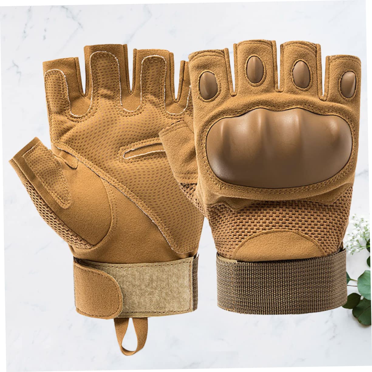 INOOMP 3paare Halbfinger Fahrradhandschuhe Für Und Atmungsaktive rutschfeste Und Strapazierfähige Outdoor-Handschuhe Für Radfahren Fitness Und Bergsteigen Khaki