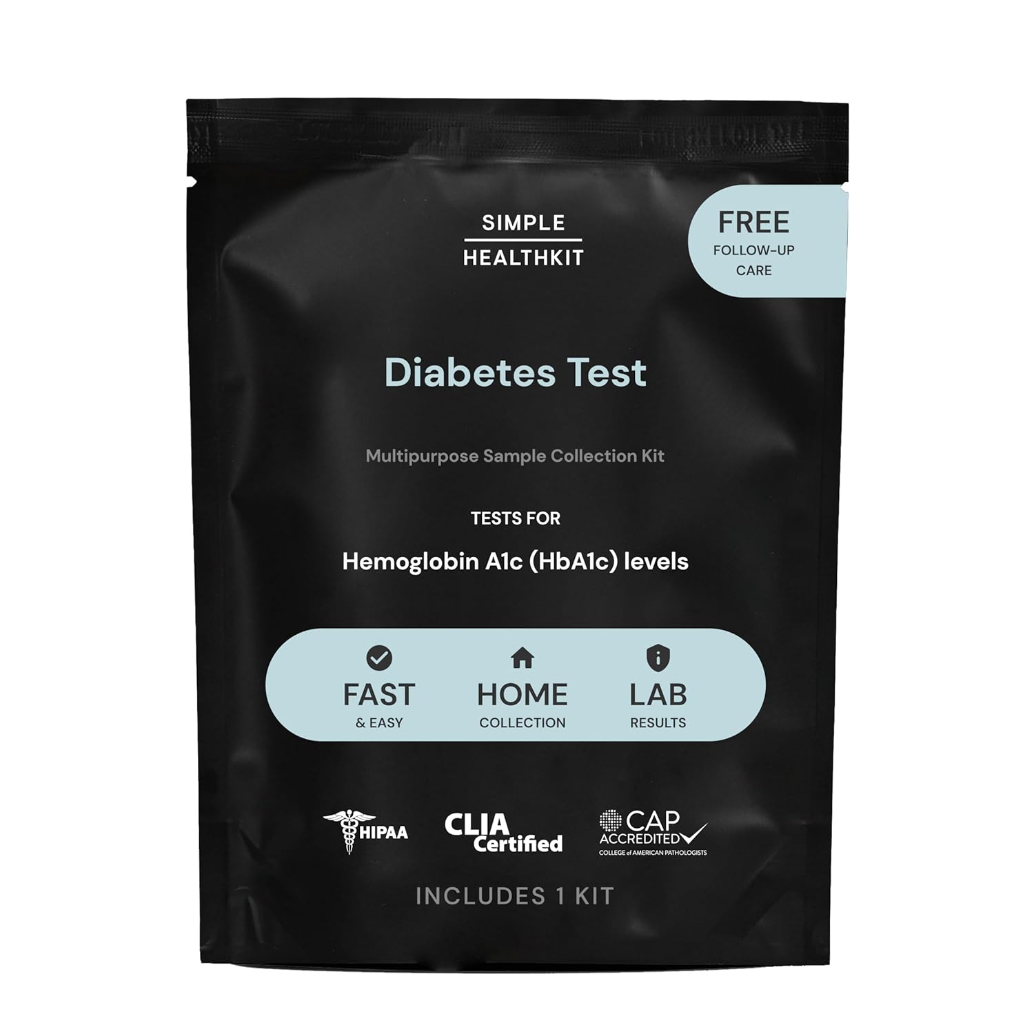 At-Home Diabetes Test Kit for Hemoglobin A1c (HbA1c) Levels – A1c Home Test Kit – Free Follow-Up Care & Fast Lab Results