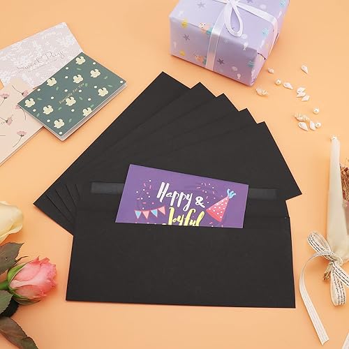 Miniatura 2 de Paquete de 100 sobres de negocios #10 de 4-18 x 9-12 pulgadas, sobres de correo negros para oficina, membrete de negocios, facturas, cartas