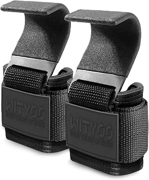 Weight Lifting Hooks, Gym Wrist Straps with Hand Grip Hooks for Deadlifts, Pull Ups, Powerlifting, Fitness Workout Lifting Straps for Men & Women, Christmas Gifts for Dad Husband - Pair