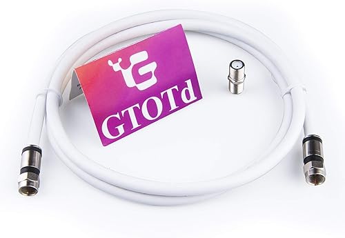 Miniatura 8 de GTOTd Cable coaxial (6 pies) con conector de cable coaxial RG6 (y adaptador de extensión de cable tipo F), cable coaxial blanco de 75 ohmios