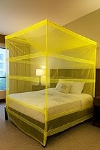 Mosquito Net for Double Bed, Cotton, Rectangular, King Size, Queen Size, Lightweight, Travel Friendly, Easy Install, 4 Hooks Strong Polyester Mesh for Protection (Olive Green, 6 X 7)