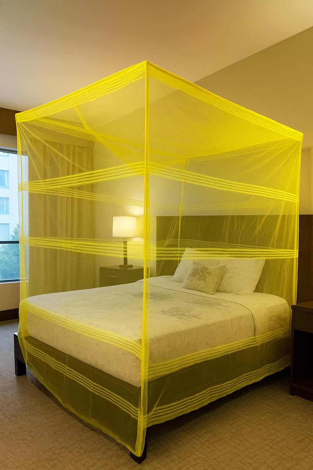 Mosquito Net for Double Bed, Cotton, Rectangular, King Size, Queen Size, Lightweight, Travel Friendly, Easy Install, 4 Hooks Strong Polyester Mesh for Protection (Olive Green, 5 X 7)-image-7