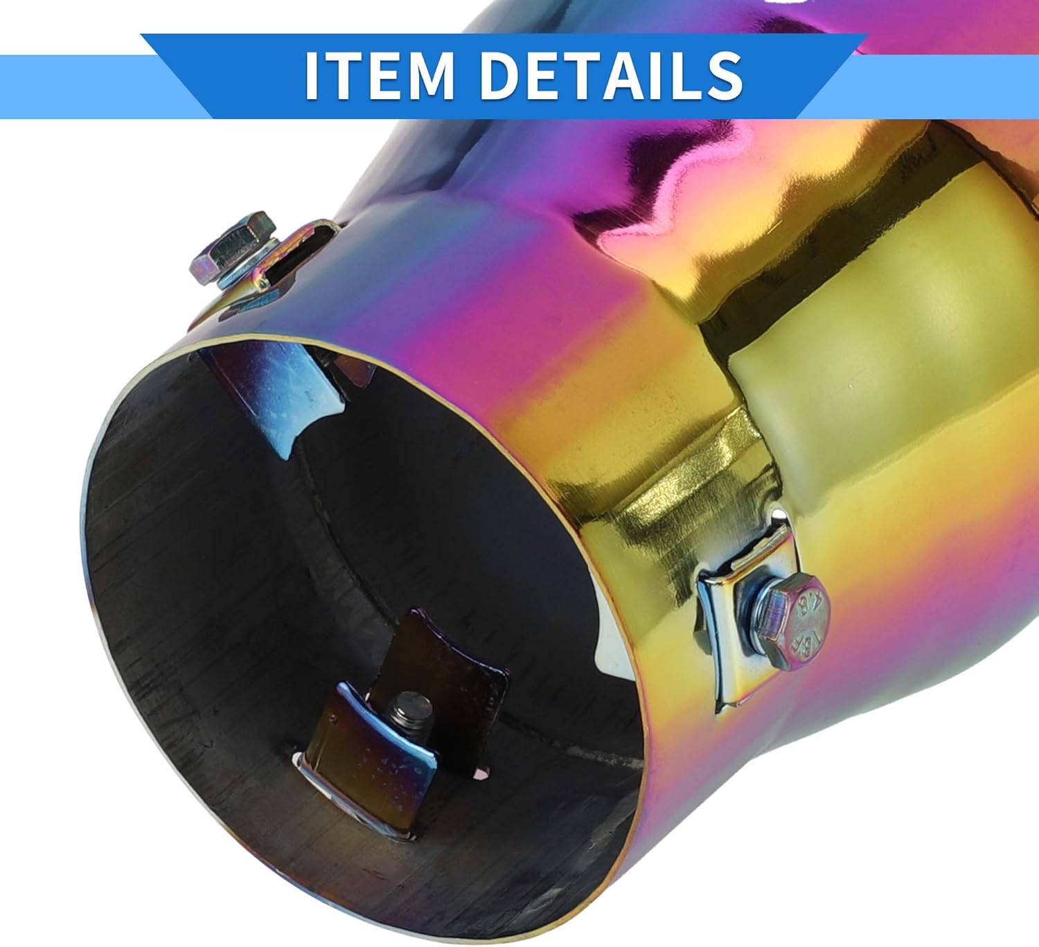 1 Pc Slant Cut Exhaust Tip 1.6" - 3.0" Inlet 3.9" Outlet 7.3" Length Tailpipe Universal Car Bolt on Stainless Steel Assorted Color Rear