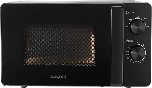 Salter EK5652MBLK Kuro 20 L Microwave   800 W Solo Microwave Oven with 27 cm Rotating Turntable, 5 Power Levels & Defrost Setting Function, Adjustable Twin Dial Control, 35 Minute Timer, Black