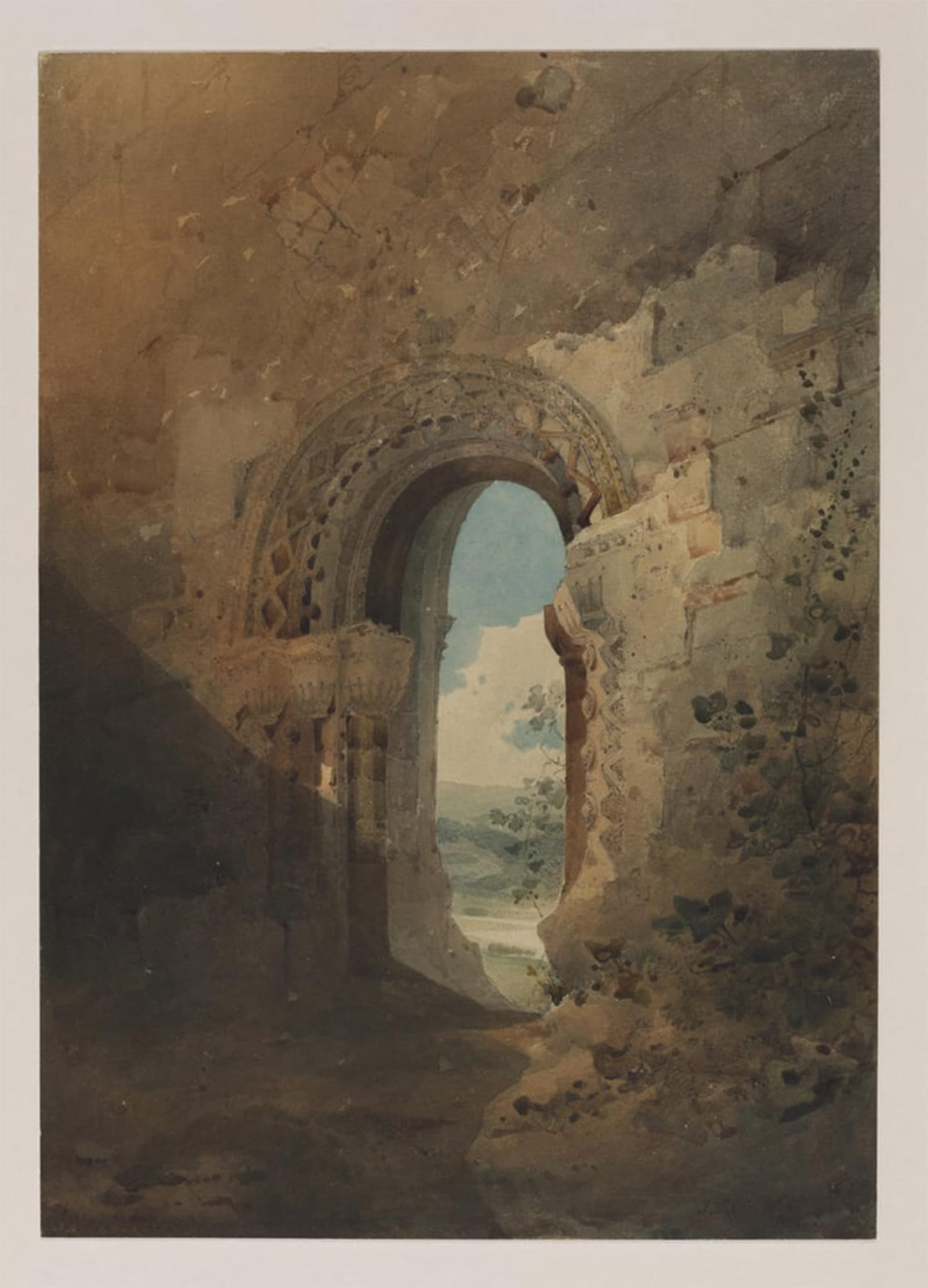 ARTXLXXBN Famous Prints Artwork Pictures Poster Painting Art Doorway to the Refectory Kirkham Priory Yorkshire by Sell Cotman Artwork Landscape Pictures for Home Decor 60x90cm