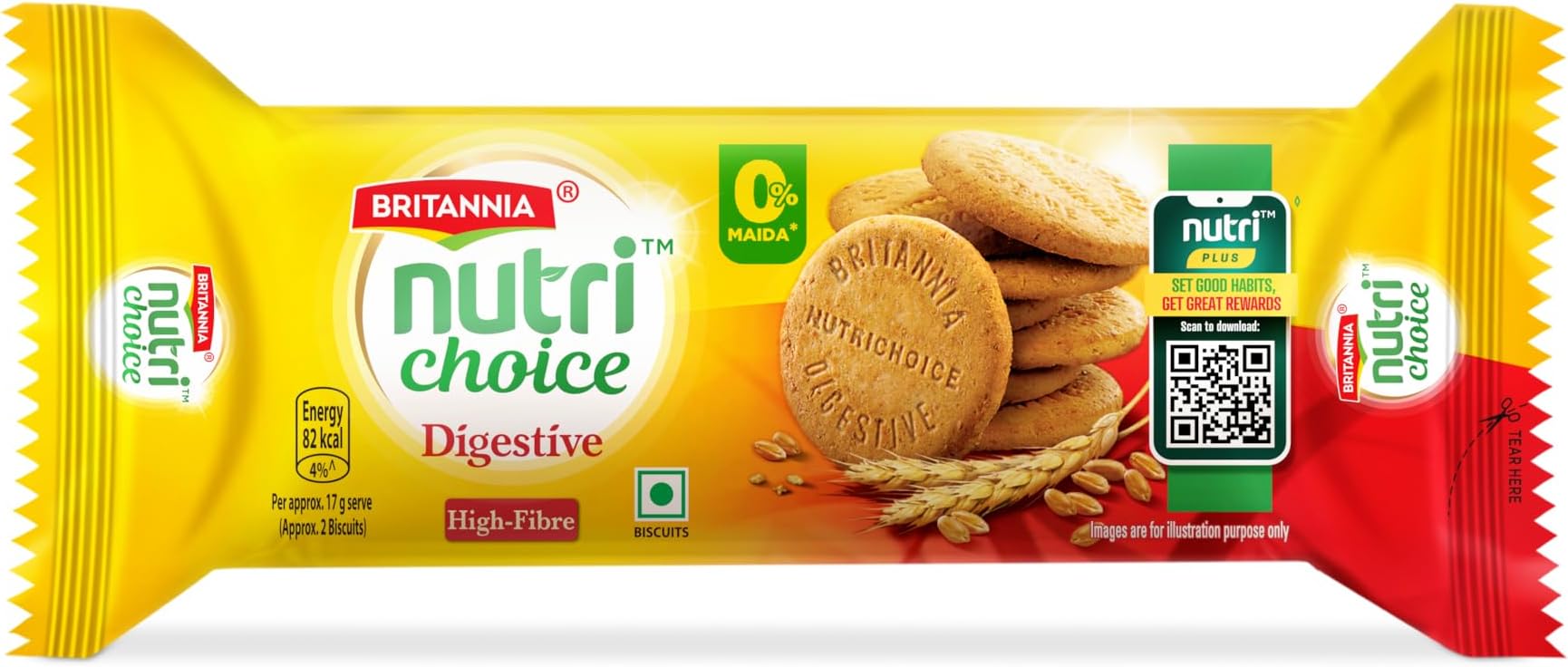 NutriChoice Digestive High Fibre Biscuits, 200g