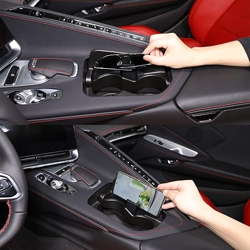 Miniatura 3 de Soporte para teléfono de consola central. Amplía tu almacenamiento con un soporte de tapa para Corvette C8 Stingray 2020-2025 Z06 Z51, ideal para