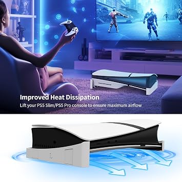 PlayStation 5 Slim Console ile Uyumlu PS5 İnce Disk ve Dijital Sürüm Standı, Depolama için Yatay Yerleştirme Braketi Tutucu (Beyaz)