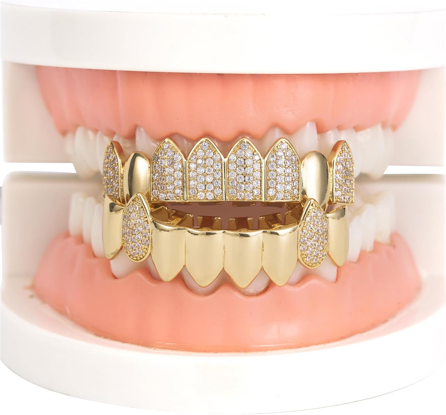 Grillz Vampire Fang for Teeth Iced Out Hip Hop Cosplay Grills | Vampire Fang Grillz for Teeth, Gold-Plated Copper Hip Hop Jewelry for Halloween, Party & Daily Wear, Unisex
