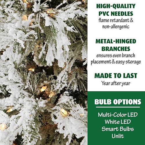 Miniatura 80 de Fraser Hill Farm - Árbol de Navidad, pino aterciopelado nevado, 10 pies LED doble multicolor y blanco cálido,Iluminación de cadena LED blanca