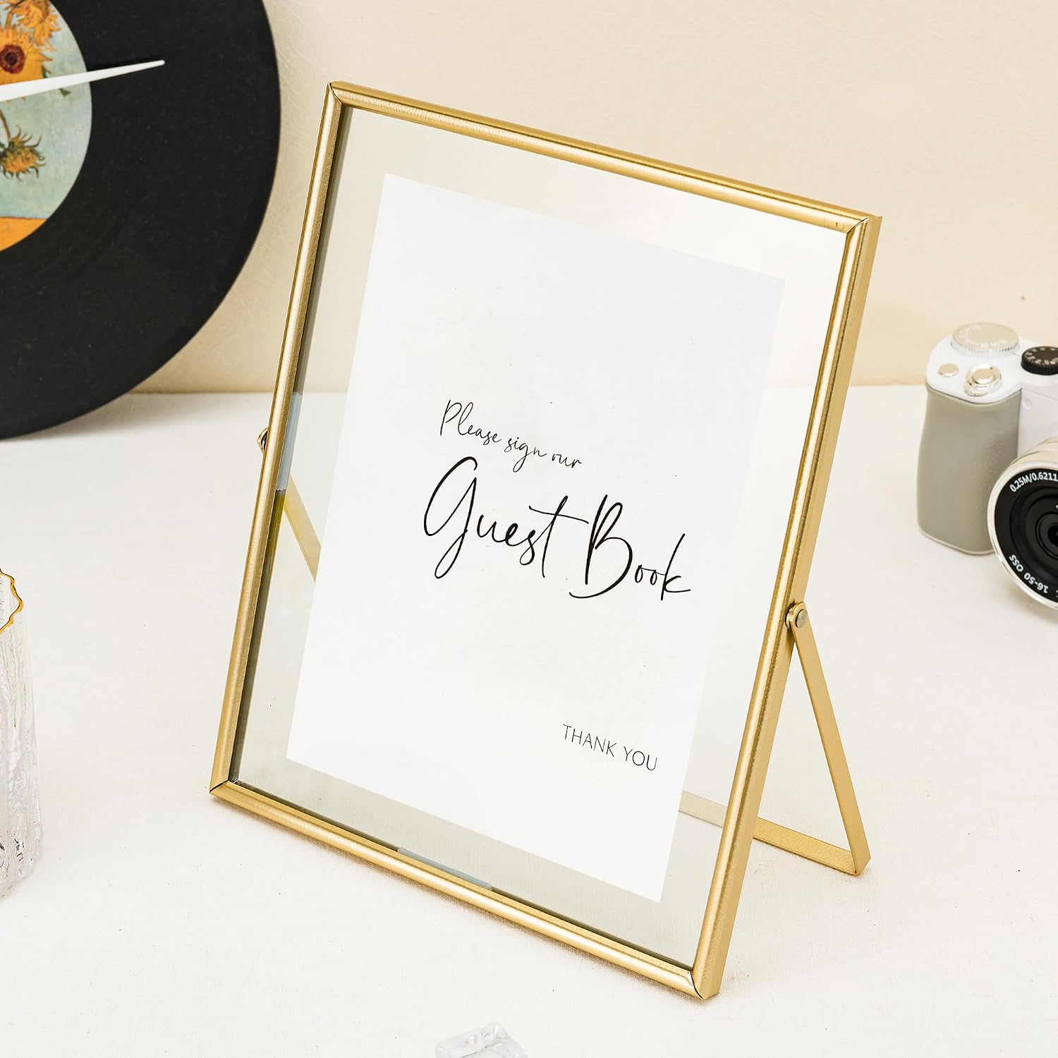 Calculs Guest Book Station Please Sign, Gold 8x10 Floating Picture Frame image 2