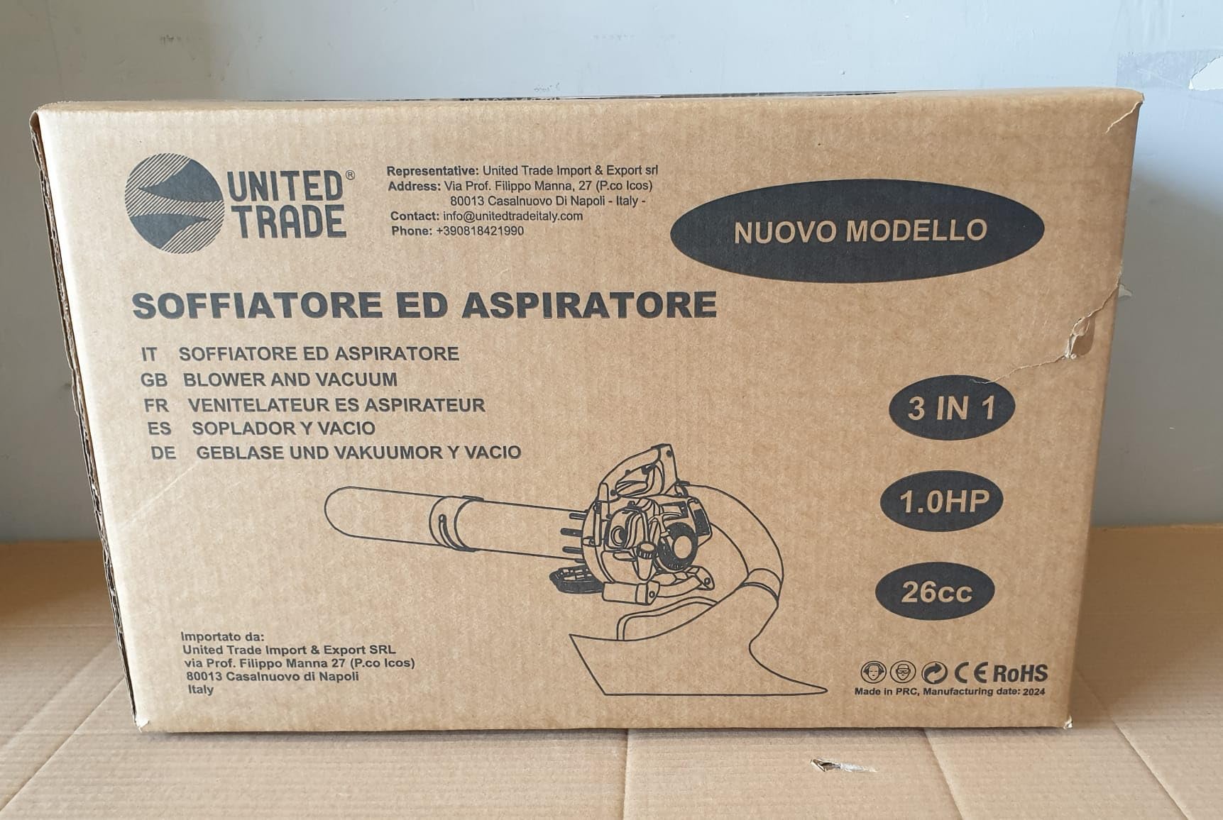 UNITED TRADE SOFFIATORE 3 FUNZIONI - soffiatore, aspiratore, Tritatutto, a Scoppio, 26 CC