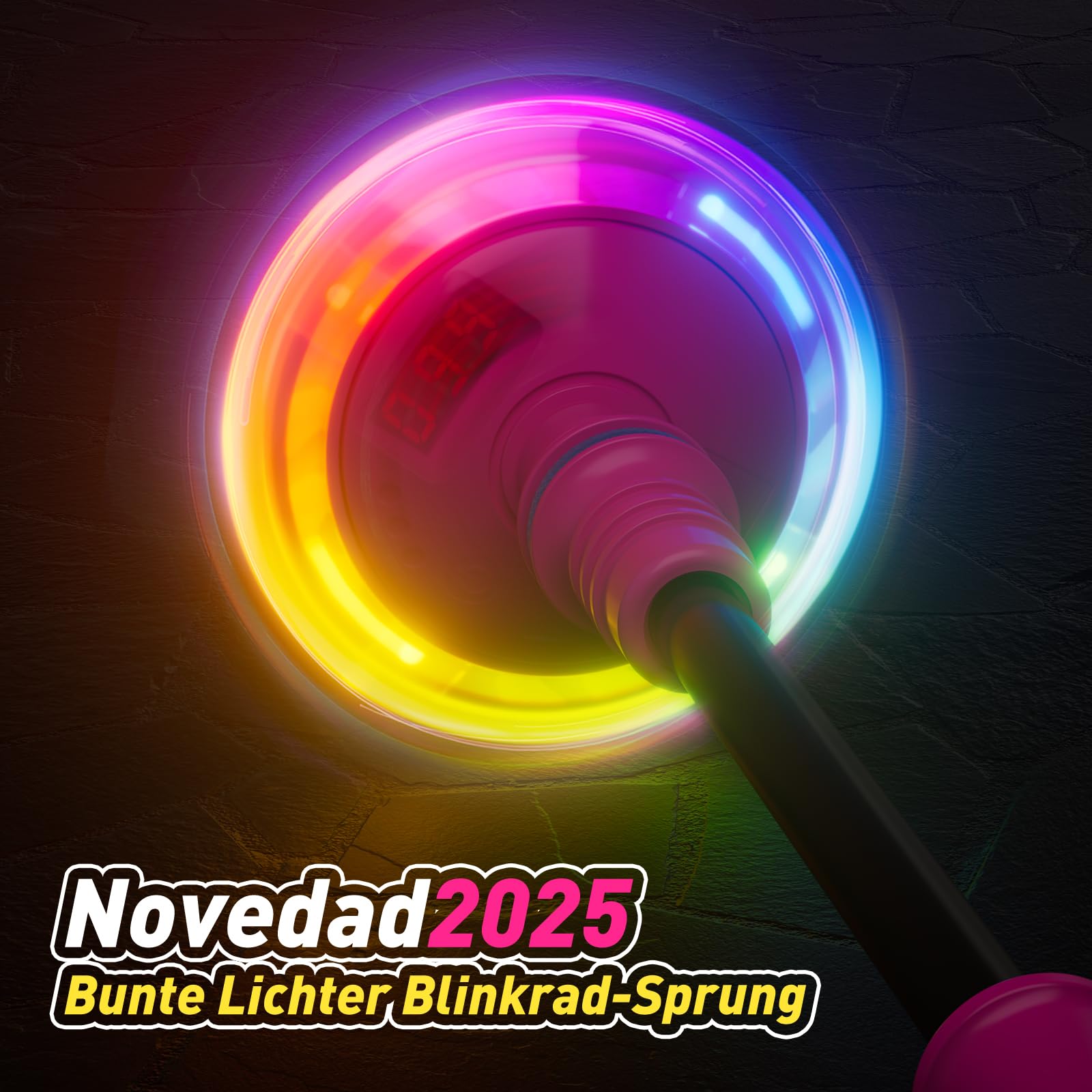 Jofuni Bola de Salto Tobillo Niña, Regalo Juguete Niñas 5 6 7 8 9 Años, Plegable a Pilas Bola con Contador, Temporizador y Calculadora de Calorías (Rosa) — view 3