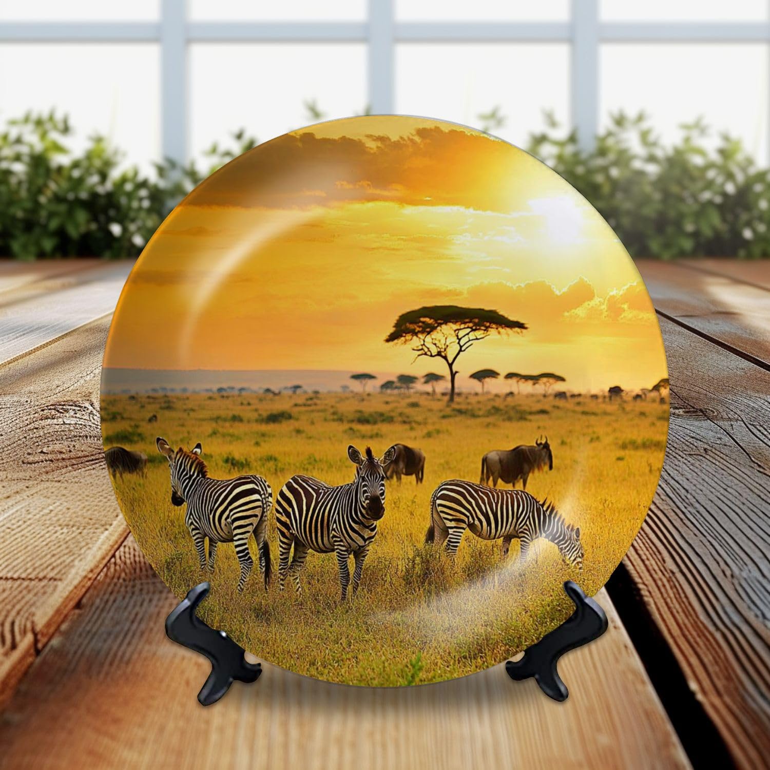 DISAOODANK Decorative Plates Zebra Wall Decor Ceramic Ornament with Display Stand and Hook Up for Festival, Parties, Wedding 8