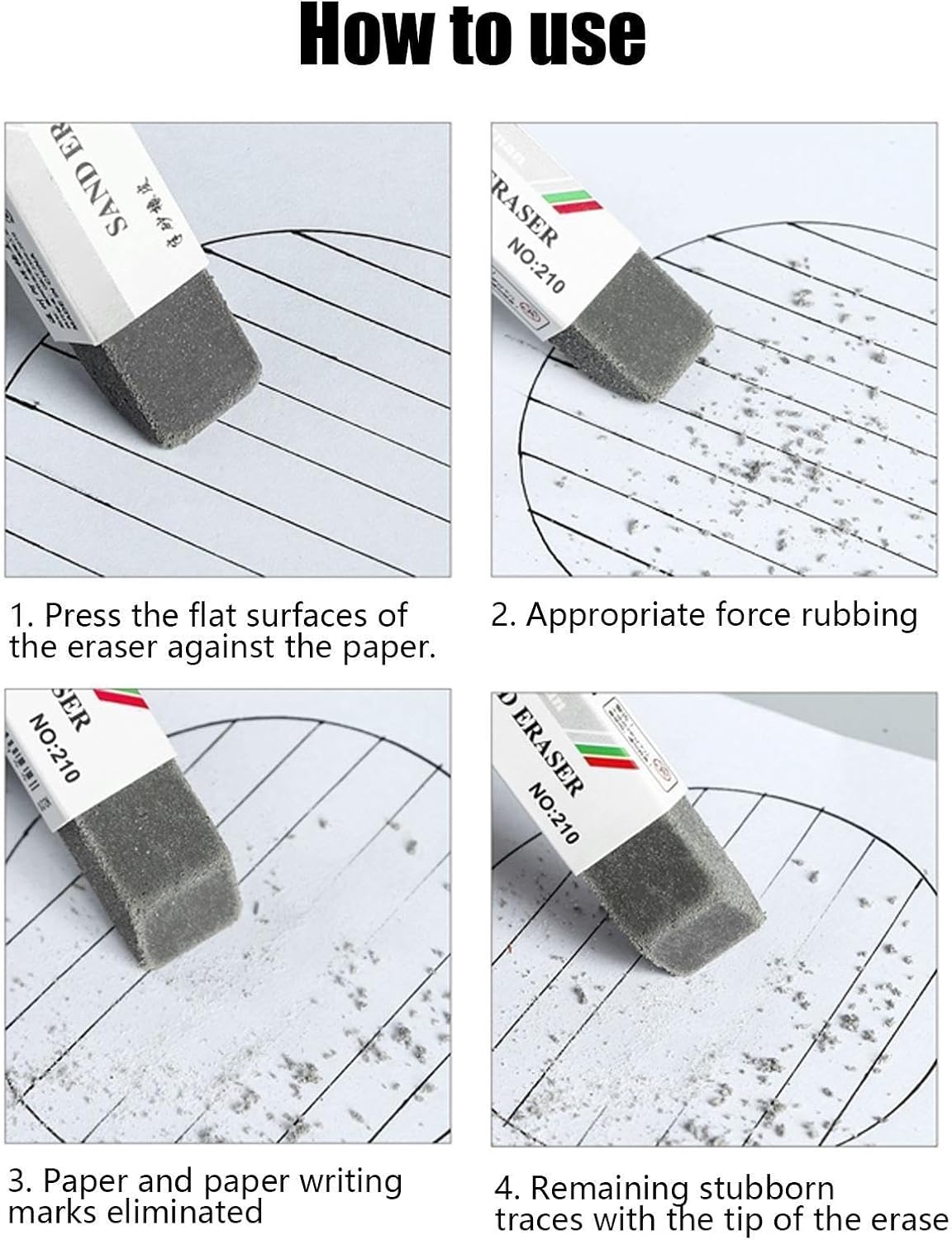 Sand Eraser Set, 3 Pack Precision Art Gum Eraser, Non Abrasive Smudge Proof Cleaning Erasers, Technical Drawing Correction Tool, 2.56x0.59in, for Students Artists Office Exam Preparation