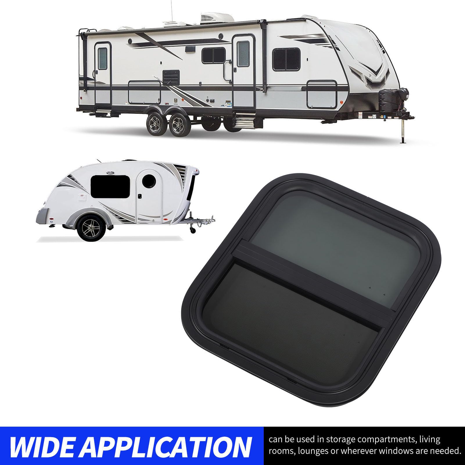 Fenêtre Coulissante Verticale pour Camping-Car, 17,32 X 15,35 Pouces, Fenêtres Coulissantes en Verre trempé pour Remorque avec Moustiquaire, Fenêtre Remplacement Forme Goutte d'eau