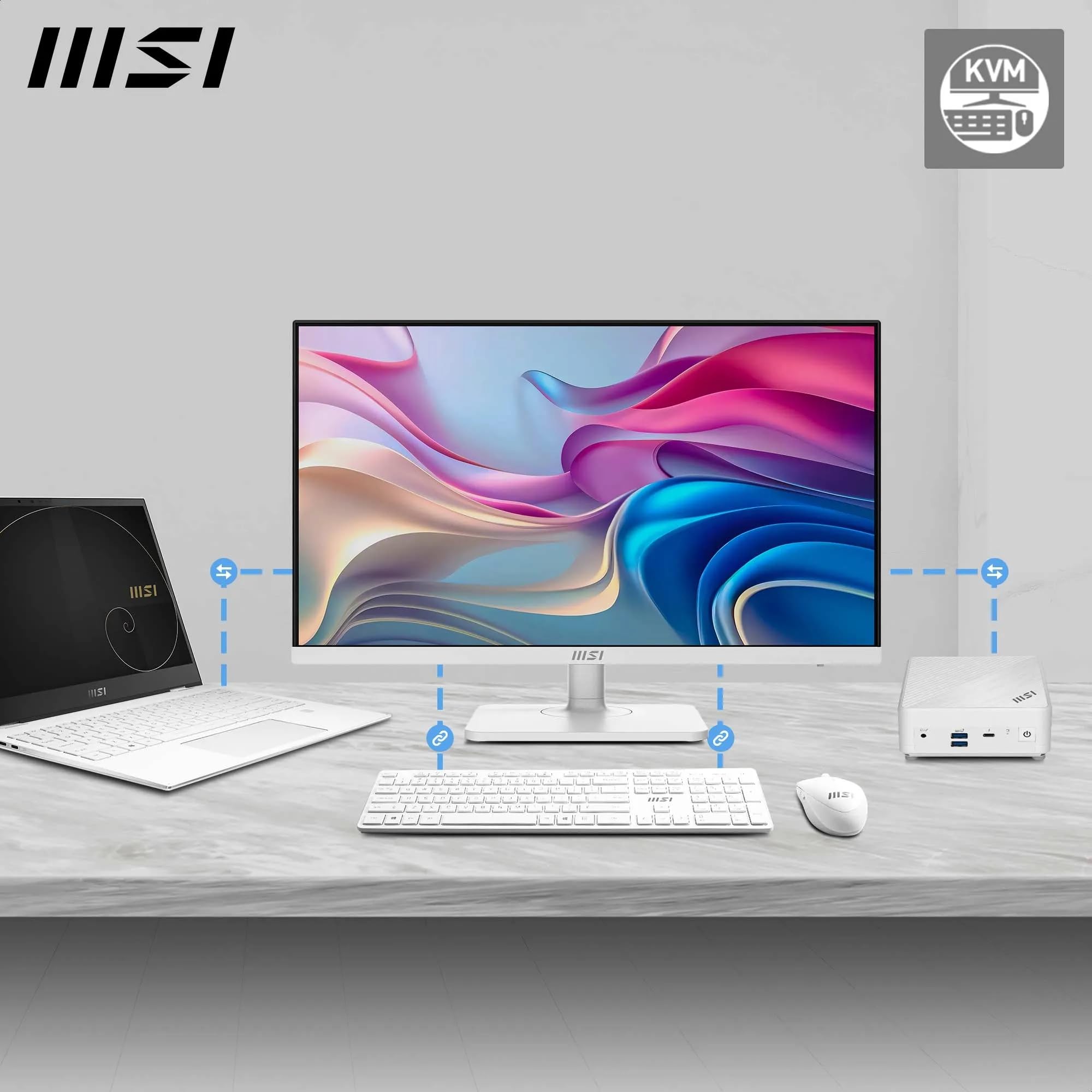 MSI Modern MD272UPHW Monitor da ufficio UHD 27" – Pannello IPS 3840 x 2160, 60Hz, schermo eye-friendly, supporto regolabile in 4 direzioni – HDMI 2.0b, DisplayPort 1.4a, Type-C, USB-B, USB-A