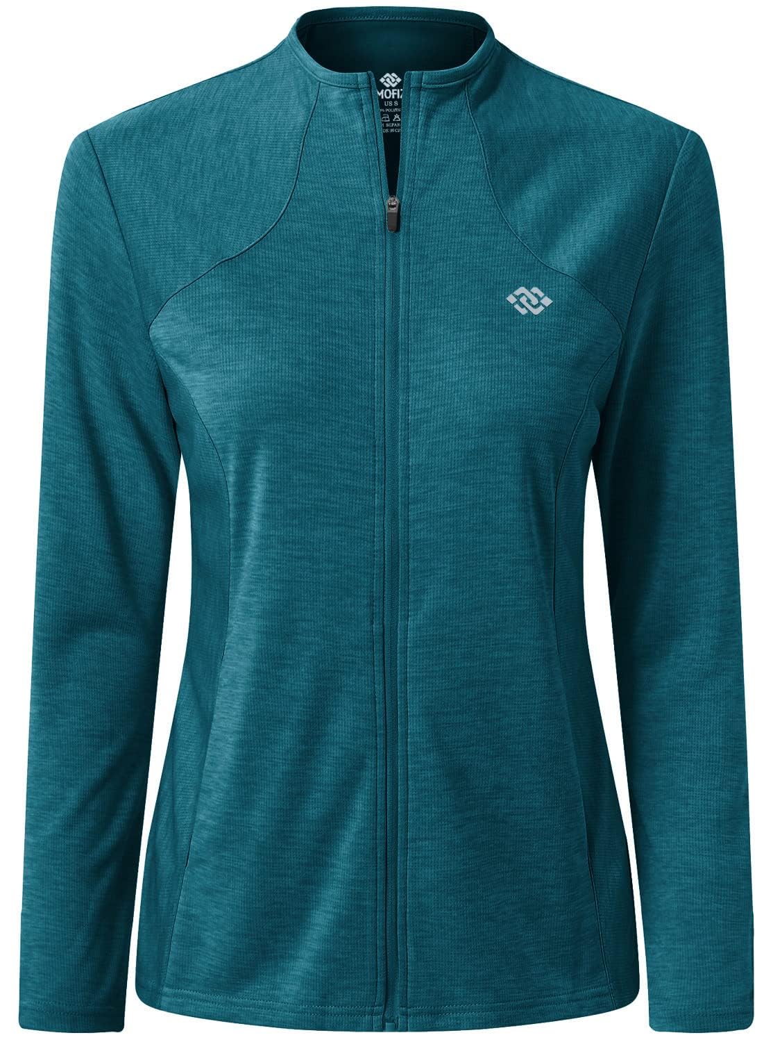 MoFiz Damen Laufjacke Leicht Sportjacke Trainingsjacke Langarm Fitness Wandern Yoga Jacke Atmungsaktive Full Zip Sweatjacke mit Taschen