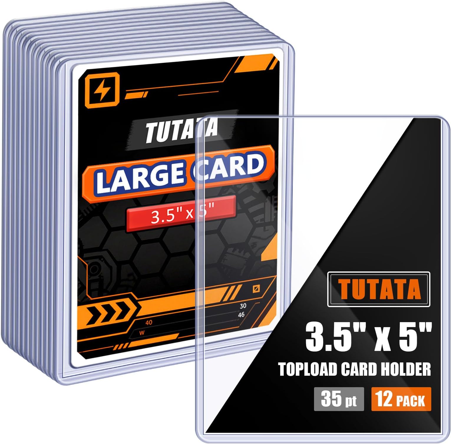 3.5x5 Inches Oversize Card Topload Holders – 12 Pack, Premium Top Loaders for MTG Planechase Cards, Clear Rigid Top Loader Protectors