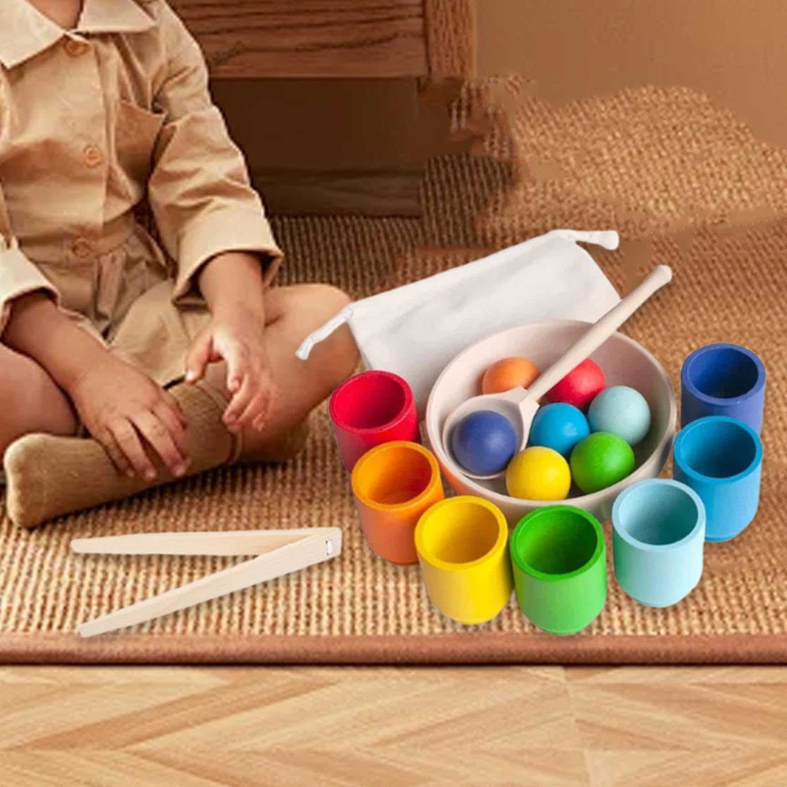 Regenbogenbälle in Bechern mit Bechern Und Bällen, Farblich Passendes Spielzeug für Kinder
