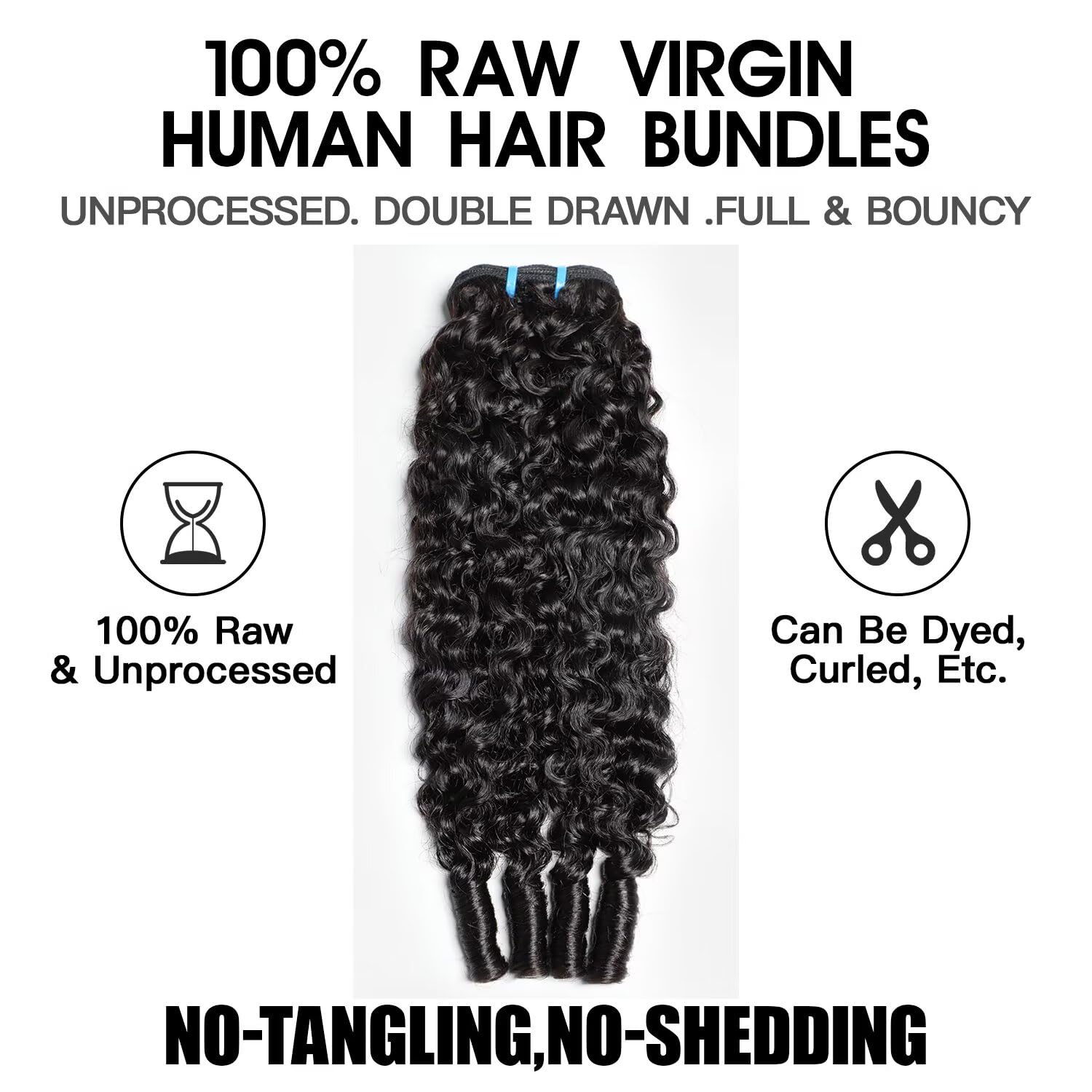 Burmese Curly Bundles Human Hair 20 Inches 3C4A Sprial End 100% Brazilian Virgin Quick Water Weave Single Unprocessed Raw Human Hair Extensions for Black Women