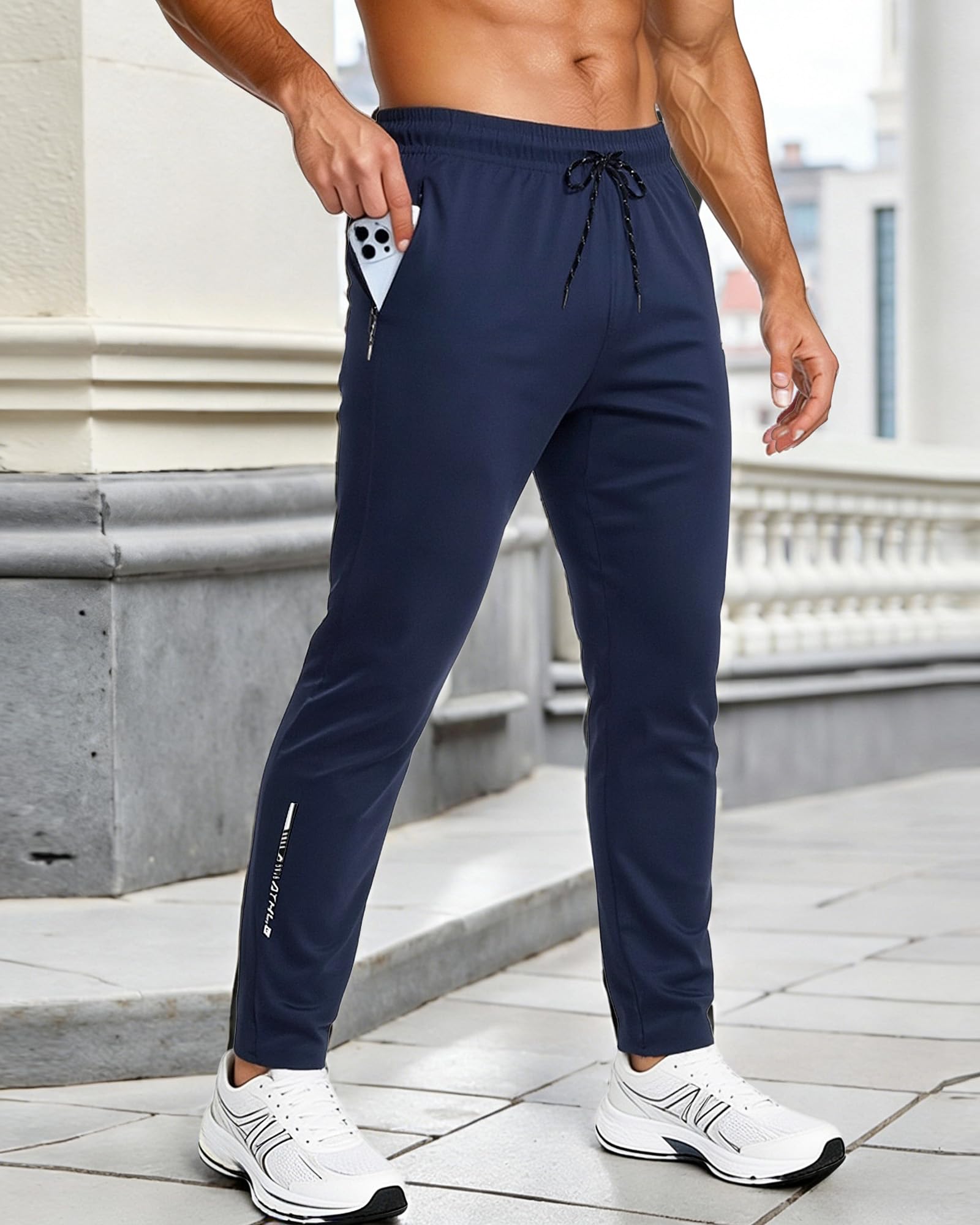 Pantalones deportivos para hombre con bolsillos con cremallera, pantalones deportivos de secado rápido para correr, entrenar, senderismo — view 7