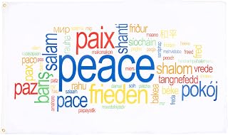 AZ FLAG - Peace Words Flag - 3x5 Ft - 100D Polyester Paix Pace Paz Frieden Banner with Two Metal Grommets - Fade Resistant - Vivid Colors - 3' x 5' Feet - 150x90 Cm