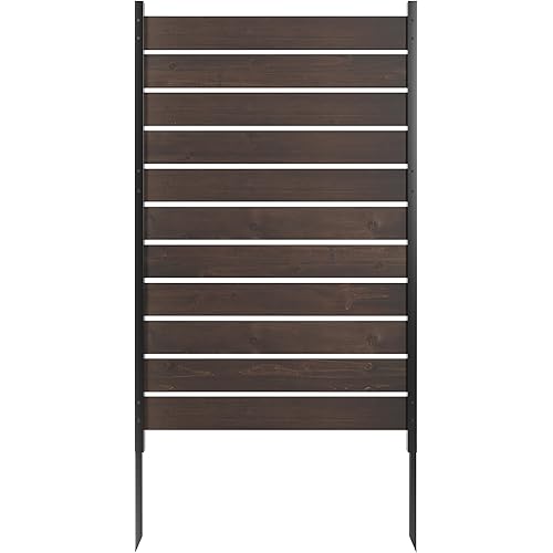 Wood Privacy Screen, Decorative Patio Fence Panel for Hiding Trash Cans and Air Conditioner (Dark Brown)