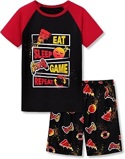 Pajamas For Boys Fun Baseball Navy Blue Short Sleeves 2-Piece PJs Set Kid Comfy Sleepwear Size 6-18