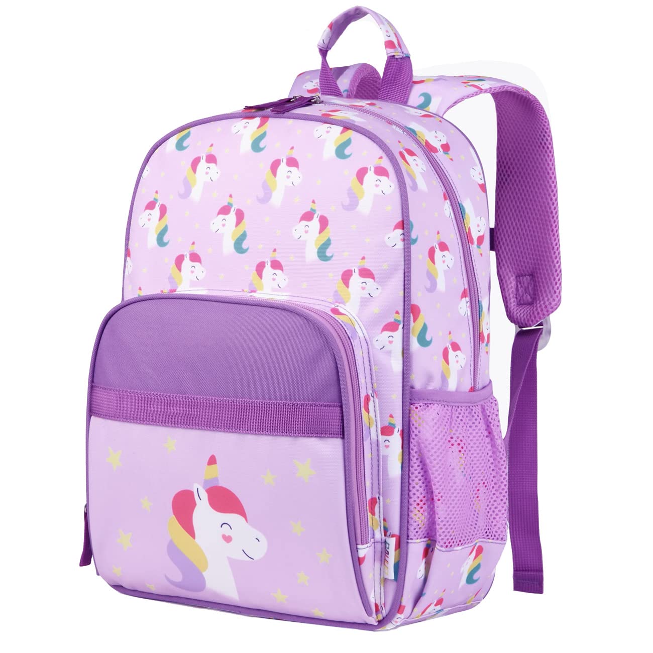 RAVUO Unicorn Backpack for Girls, Cute Lightweight School Backpack Water Resistant Toddler Daypack Bookbag with Chest Strap(Purple Unicorn)