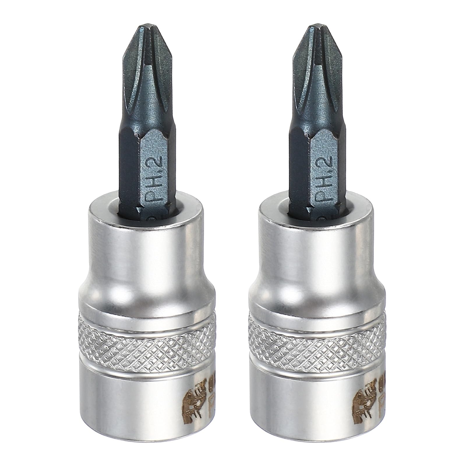 sourcing map 2Pcs Phillips Bit Socket 3/8" Drive PH2 S2 Steel Cross Head Screwdriver Drill Bits CR-V Steel Socket Adapter for Home Auto Axle Hex Nuts Bolts Repair