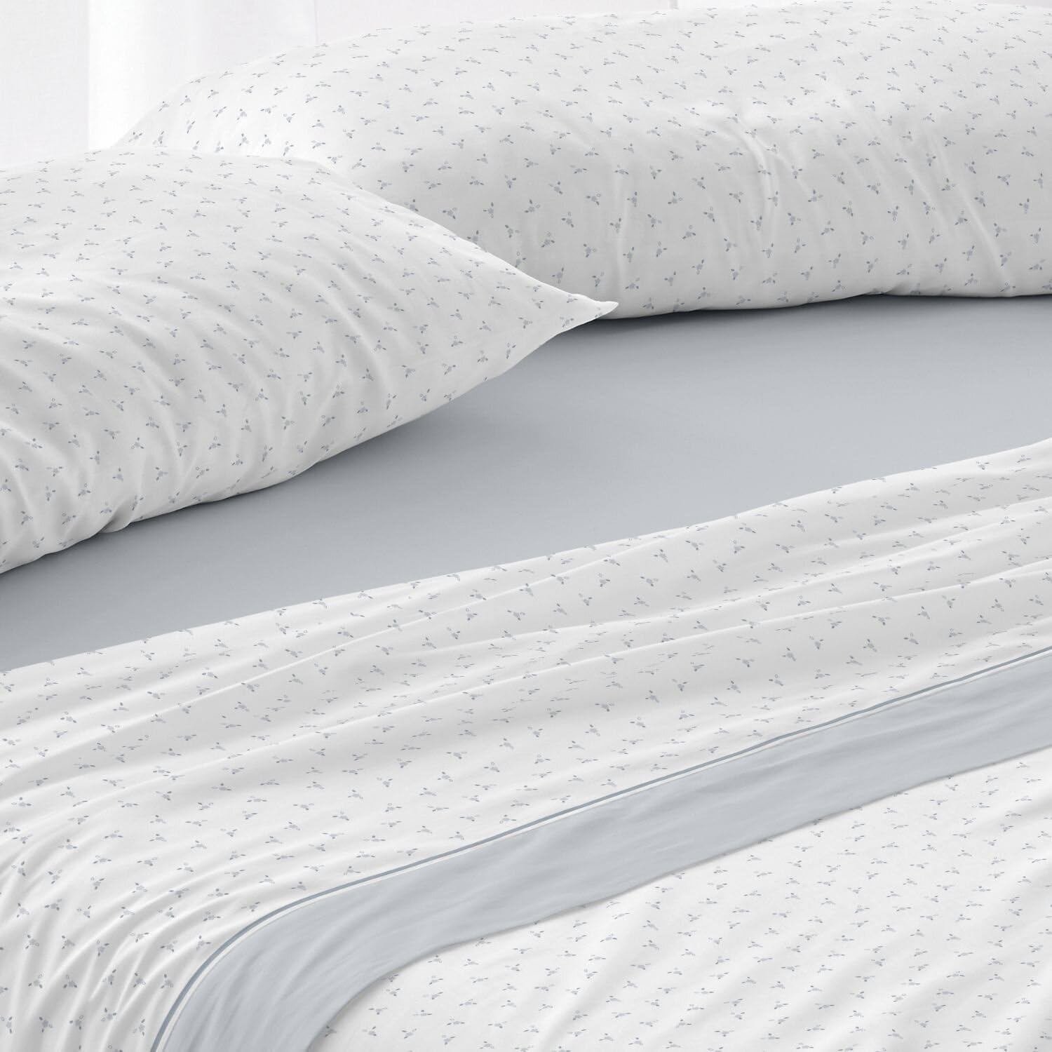 Burrito Blanco | Sábanas de Franela de algodón | Cama de 150 a 160cm. (+Medidas Disponibles) | Diseño 576 | Color Azul (150-160x190/200cm.)