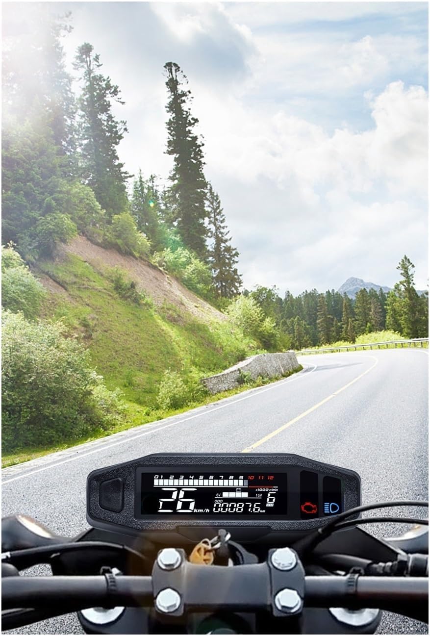Motorcycle Speedometer Odometer Gauge 12V Universal Motorcycle Tachometer Tachometer Panel Dual Tachometer Odometer Instrument Panel