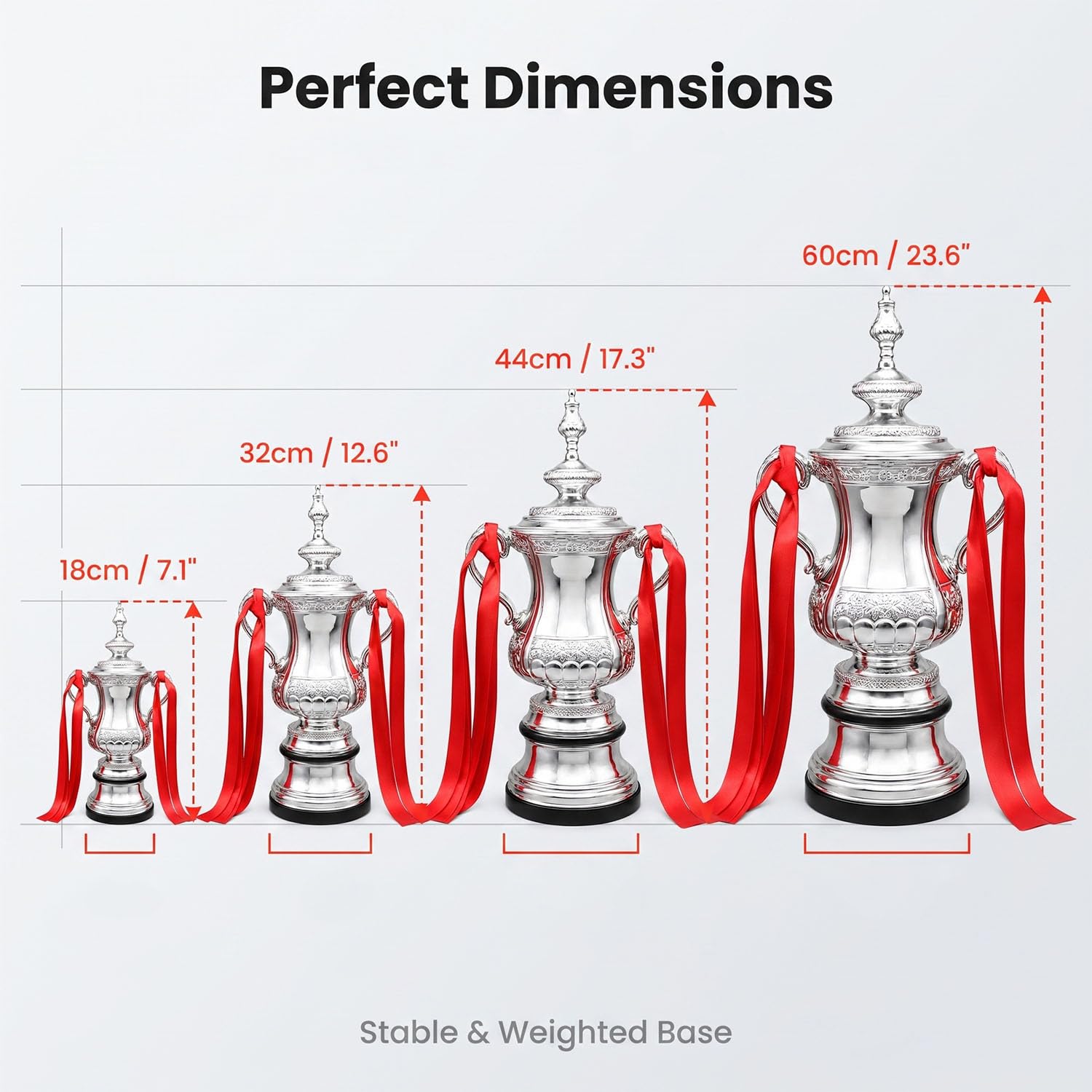 Inglaterra Réplica De Trofeo De Campeón La Copa FA De Fútbol | Trofeo de campeón en resina plateada, recuerdo deportivo coleccionable para oficina y regalo para aficionados