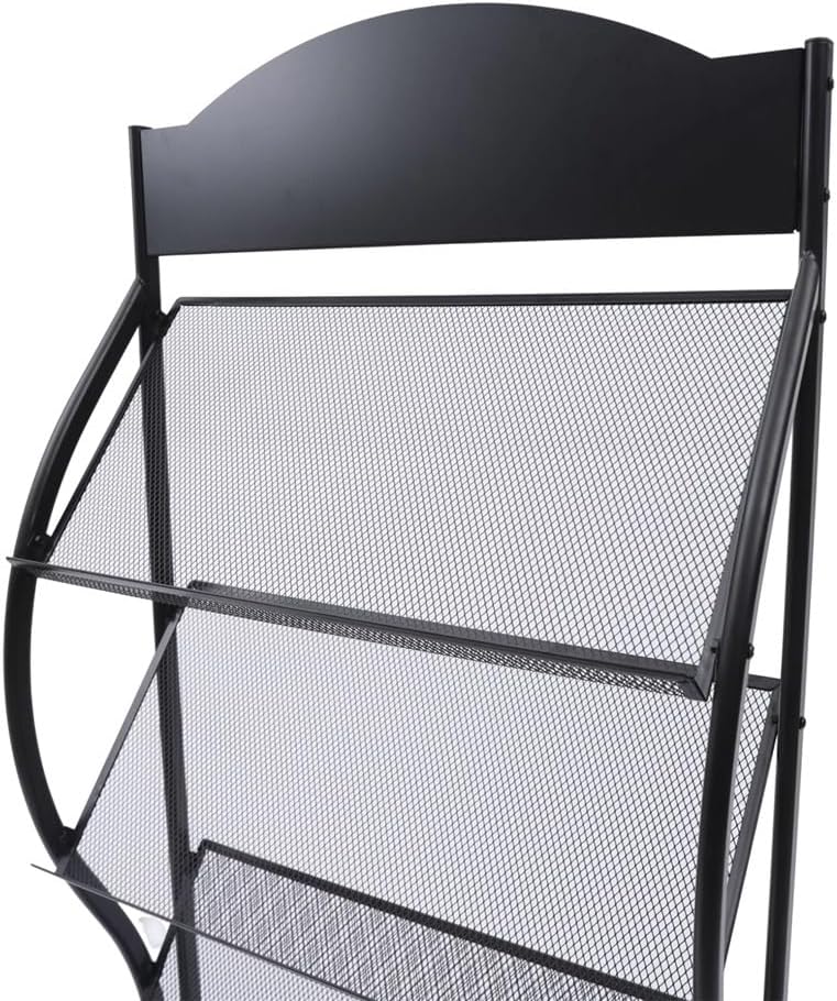 Floor-Standing Magazine Rack Black/White 4 Layers Magazine Storage Display Rack Book Shelf Stand Bottom Shelf for Reception Areas Waiting Rooms Schools Information Rack(White)