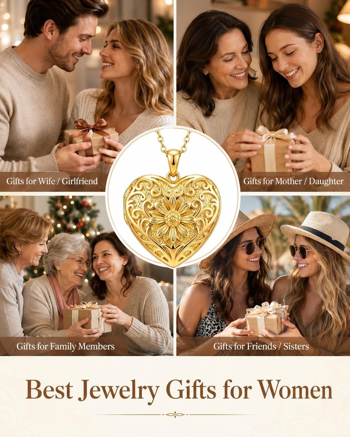 Heart Locket Necklace That Holds Pictures Photo Keep Someone Near to You Christmas Birthday Mother's Day Memorial Jewelry Gifts for Women Mom Daughter Sisters Family Lover