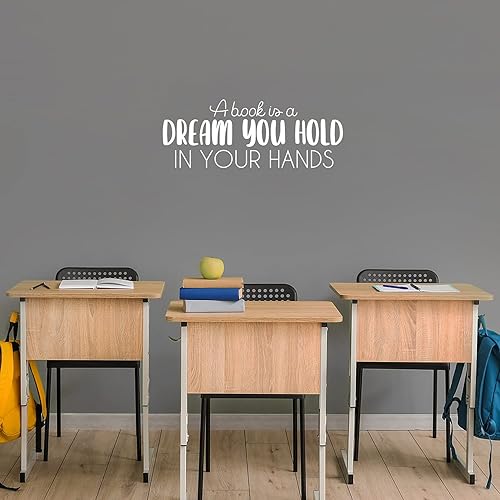 Calcomanía de vinilo para pared, diseño de libro es un sueño que tienes en tus manos, 9.5 x 25 pulgadas, calcomanía inspiradora de moda con cita