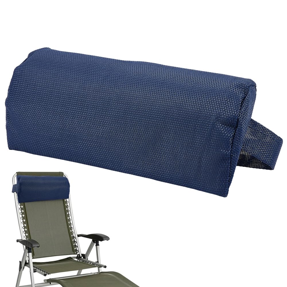 GORGECRAFT No Gravity Chair Headrest Blue Terslin Sponge Fill Comfortable Breathable Washable Removable Cover Head Pillows Replacement with Elastic Strap for Patio Chaise Lounge Outdoor
