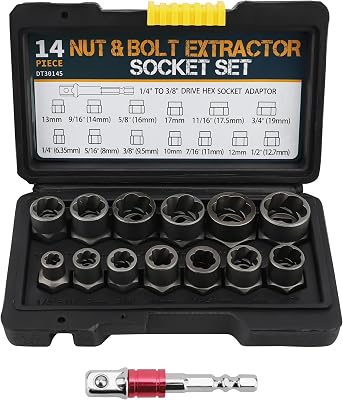 Juego de Extractores de Pernos, Herramienta de Extracción de Tuercas de Rueda de Bloqueo de 14 Piezas, Juego de Llaves de Vaso Extractor de Pernos Pelados, Juego de (Color de la
