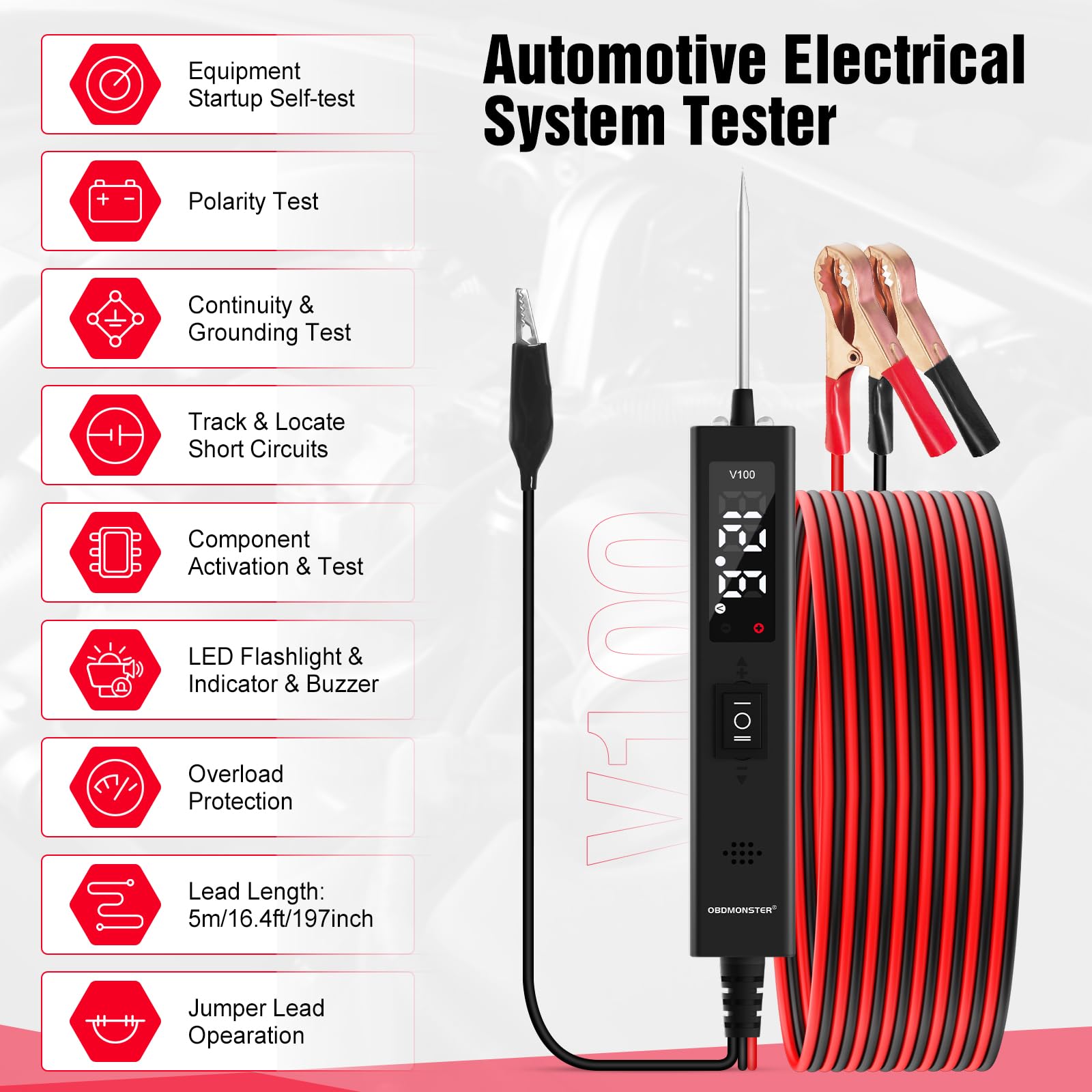 EBTOOLS Voor autotesterlamp, 12 V, elektrische spanningstestpen, elektrische testpen, circuittester sonde, lamp