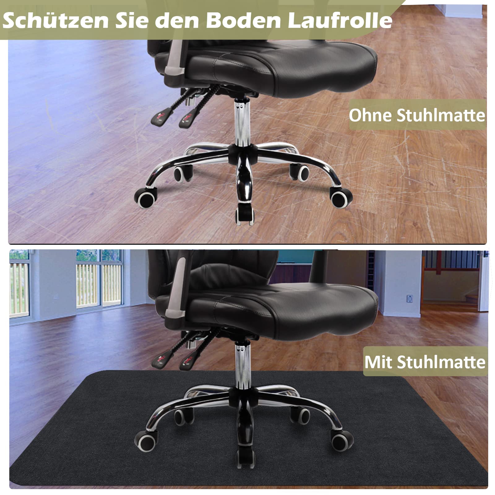 Tappetino Protettivo Per Sedia Da Ufficio - Antiscivolo, Per Parquet E Laminato, 90x50cm