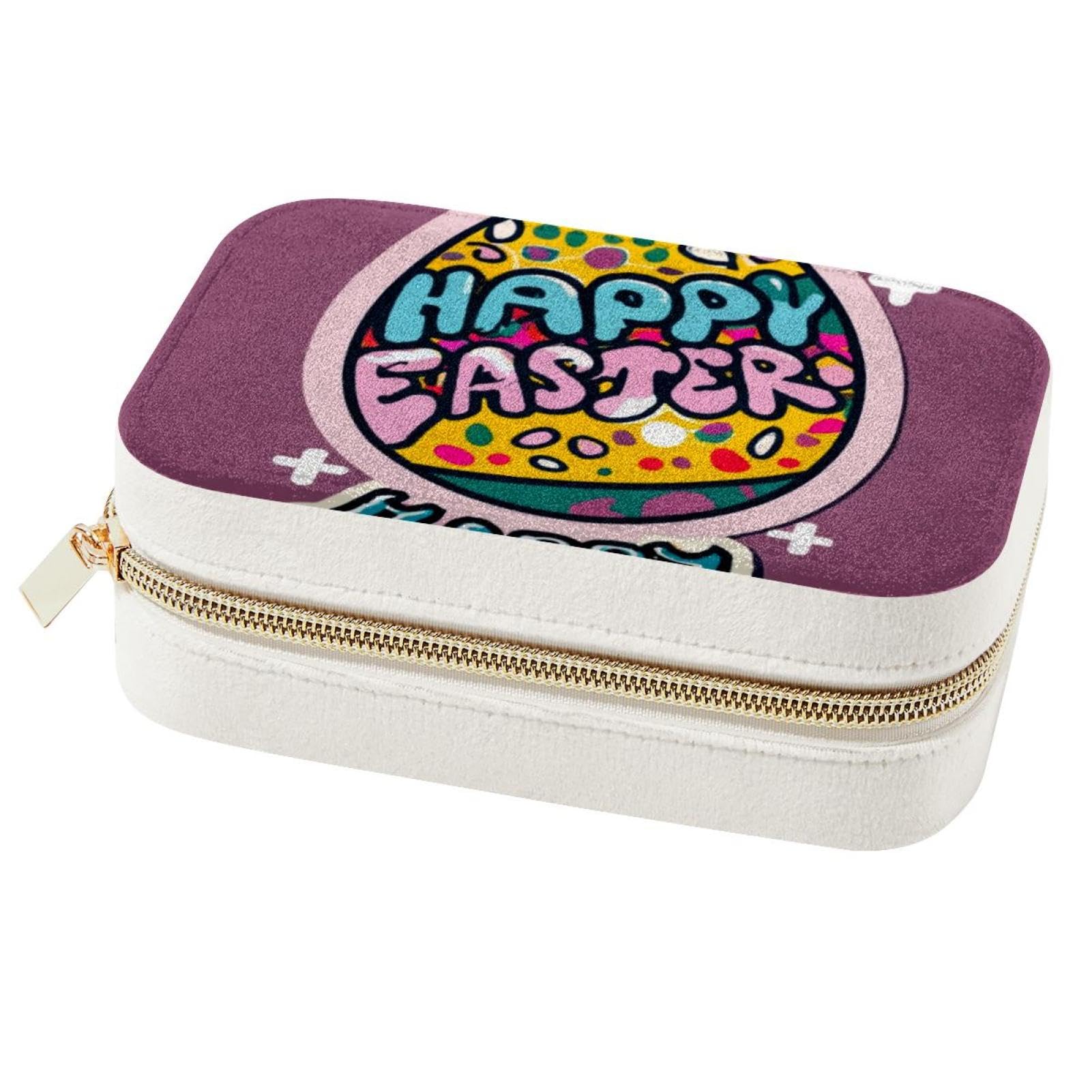 Boîte à bijoux de voyage Happy Easter idéale pour bagues et colliers