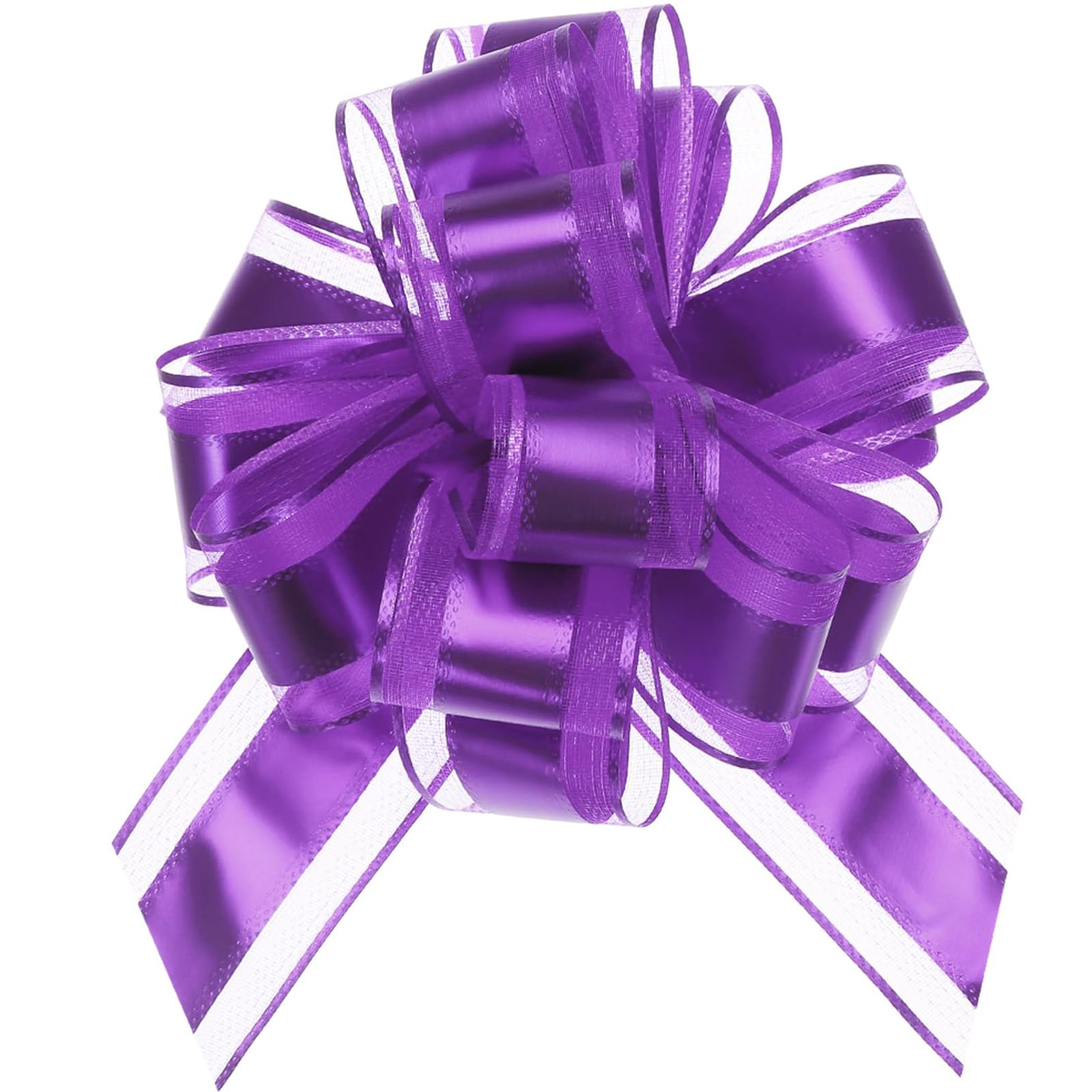 TOP-VIGOR 12Pcs 9 Inch Extra Large Pull Bow, Metallic Gift Wrapping Bows Ribbon Organza for Wedding Baskets Presents Christmas Valentine's Day Birthday Gift Decorations, Purple